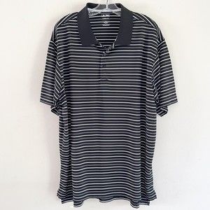 Adidas Golf Polo Shirt Climacool Mens Size XL Black White Striped Short Sleeves